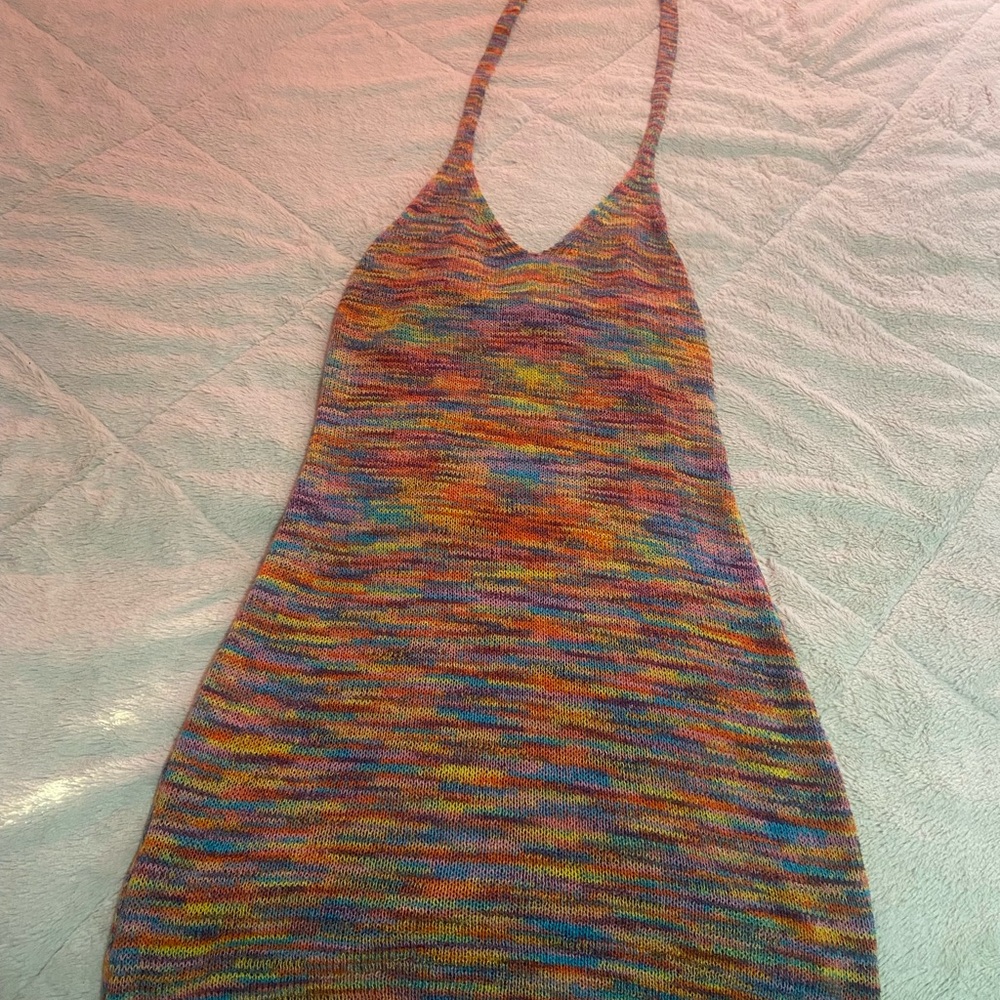 Multicolor Knit Halter Dress
